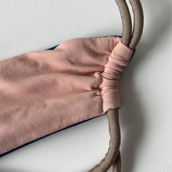 NWT (XS) KOA swim top teal gold London bikini top reversible pink racer back - Picture 8 of 14